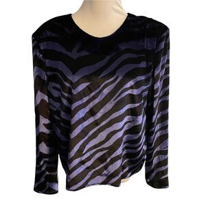 Michelle Mason Velvet Zebra Print Black / Purple Top Size 10
